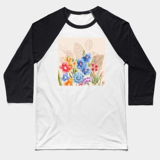 Watercolor Flower Art Baseball T-Shirt